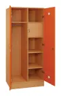 SLS - 83T šatní skříň dřevěná, 2-dveřová, šatní tyč, police, trezor, 1800 x 800 x 500, sokl, korpus buk royal/dveře pomeranč