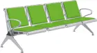 SPRING PU 4, kovová lavice do čekárny, 4-sedák, eko-kůže zelená, kostra stříbrná