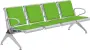 SPRING PU 4, kovová lavice do čekárny, 4-sedák, eko-kůže zelená, kostra stříbrná