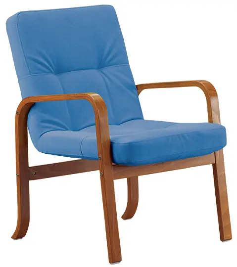 RO - 10 křeslo čalouněné koženkou Oto, dřevěné OTO N 15 - koženka blankytně modrá