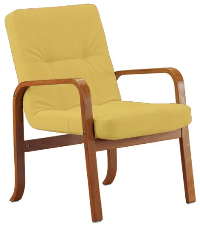 RO - 10 křeslo čalouněné koženkou Oto, dřevěné OTO ZO 2 - koženka žlutá písková