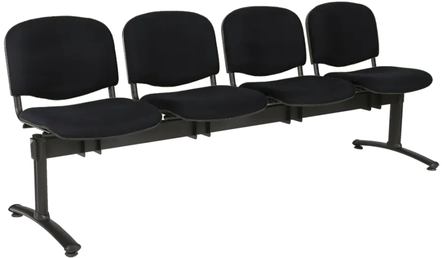 CL - 24, čalouněná lavice do čekárny, 4-sedák, látka SUE - S 1 černá, kostra černá
