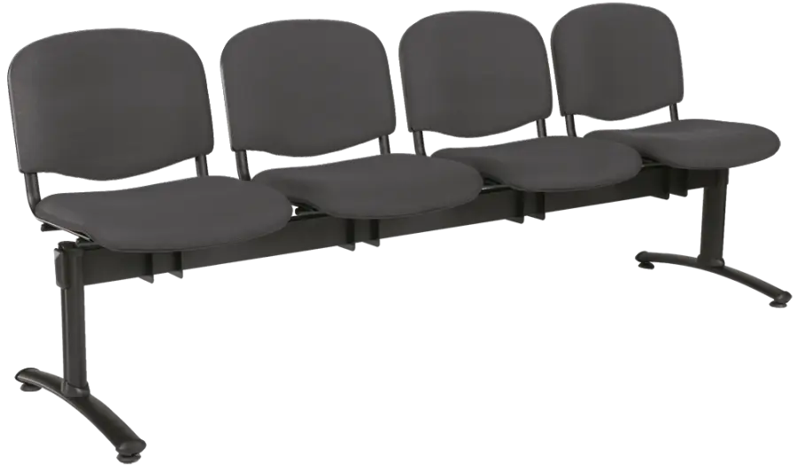 CL - 24, čalouněná lavice do čekárny, 4-sedák, látka SUE - S 24 tmavě šedá, kostra černá