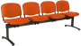 CL - 24, čalouněná lavice do čekárny, 4-sedák, látka SUE - S 46 oranžová, kostra černá