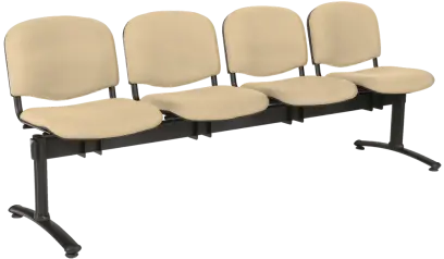 CL - 24, čalouněná lavice do čekárny, 4-sedák, látka SUE - S 1219 krémová, kostra černá