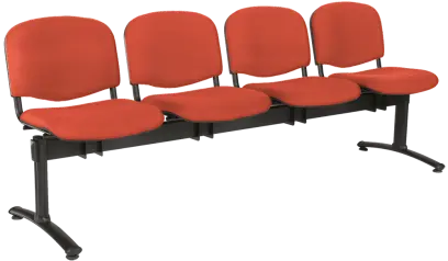 CL - 24, čalouněná lavice do čekárny, 4-sedák, látka SUE - S 1447 lososová, kostra černá