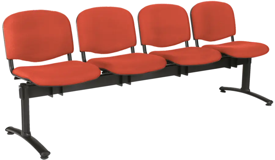 CL - 24, čalouněná lavice do čekárny, 4-sedák, látka SUE - S 1447 lososová, kostra černá