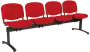 CL - 24, čalouněná lavice do čekárny, 4-sedák, látka SUE - S 2 červená, kostra černá
