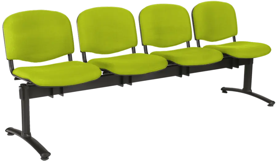 CL - 24, čalouněná lavice do čekárny, 4-sedák, látka SUE - S 34 hráškově zelená, kostra černá