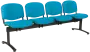 CL - 24, čalouněná lavice do čekárny, 4-sedák, látka SUE - S 65 tyrkysová, kostra černá