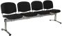 CL - 24, čalouněná lavice do čekárny, 4-sedák, látka SUE - S 1 černá, kostra stříbrná