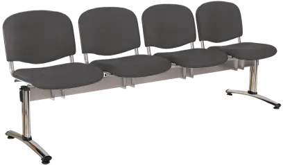 CL - 24, čalouněná lavice do čekárny, 4-sedák, látka SUE - S 24 tmavě šedá, kostra stříbrná