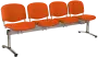 CL - 24, čalouněná lavice do čekárny, 4-sedák, látka SUE - S 46 oranžová, kostra stříbrná