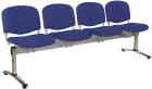 CL - 24, čalouněná lavice do čekárny, 4-sedák, látka SUE - S 9 tmavě modrá, kostra stříbrná