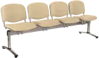 CL - 24, čalouněná lavice do čekárny, 4-sedák, látka SUE - S 1219 krémová, kostra stříbrná