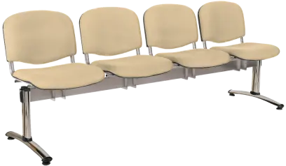 CL - 24, čalouněná lavice do čekárny, 4-sedák, látka SUE - S 1219 krémová, kostra stříbrná
