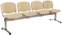 CL - 24, čalouněná lavice do čekárny, 4-sedák, látka SUE - S 1219 krémová, kostra stříbrná