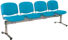 CL - 24, čalouněná lavice do čekárny, 4-sedák, látka SUE - S 65 tyrkysová, kostra stříbrná