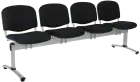 CL - 24, čalouněná lavice do čekárny, 4-sedák, látka SUE - S 1 černá, kostra chrom