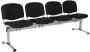 CL - 24, čalouněná lavice do čekárny, 4-sedák, látka SUE - S 1 černá, kostra chrom