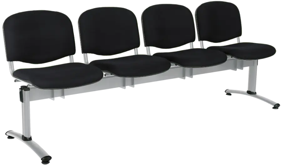CL - 24, čalouněná lavice do čekárny, 4-sedák, látka SUE - S 1 černá, kostra chrom