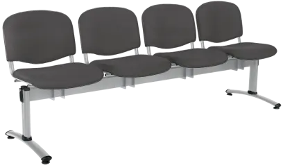 CL - 24, čalouněná lavice do čekárny, 4-sedák, látka SUE - S 24 tmavě šedá, kostra chrom