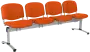 CL - 24, čalouněná lavice do čekárny, 4-sedák, látka SUE - S 46 oranžová, kostra chrom