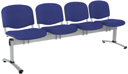 CL - 24, čalouněná lavice do čekárny, 4-sedák, látka SUE - S 9 tmavě modrá, kostra chrom