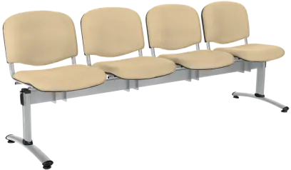 CL - 24, čalouněná lavice do čekárny, 4-sedák, látka SUE - S 1219 krémová, kostra chrom