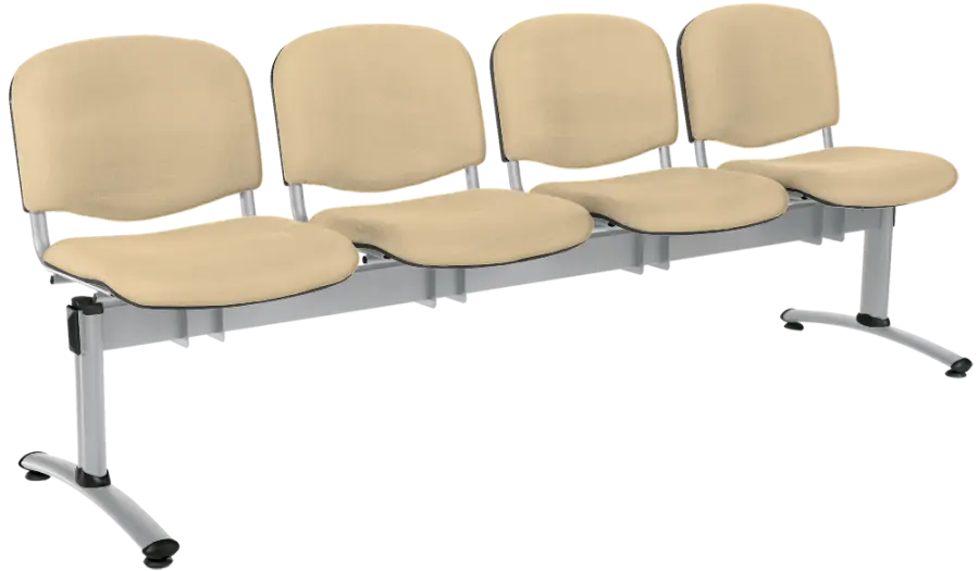 CL - 24, čalouněná lavice do čekárny, 4-sedák, látka SUE - S 1219 krémová, kostra chrom