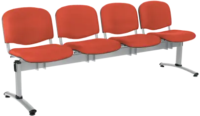 CL - 24, čalouněná lavice do čekárny, 4-sedák, látka SUE - S 1447 lososová, kostra chrom