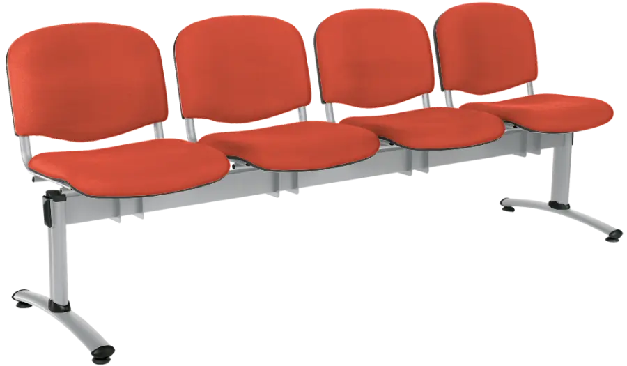 CL - 24, čalouněná lavice do čekárny, 4-sedák, látka SUE - S 1447 lososová, kostra chrom
