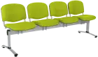 CL - 24, čalouněná lavice do čekárny, 4-sedák, látka SUE - S 34 hráškově zelená, kostra chrom