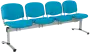 CL - 24, čalouněná lavice do čekárny, 4-sedák, látka SUE - S 65 tyrkysová, kostra chrom