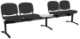 CL - 25 + D, čalouněná lavice do čekárny, 4-sedák, stolek, látka SUE - S 1 černá, kostra černá