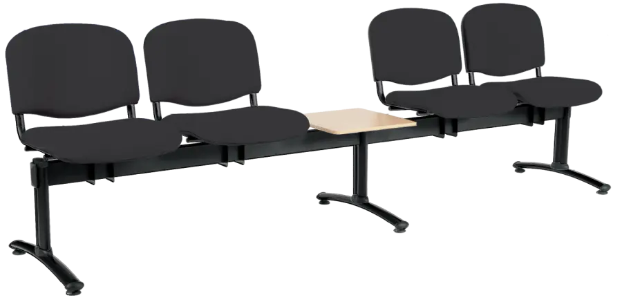 CL - 25 + D, čalouněná lavice do čekárny, 4-sedák, stolek, látka SUE - S 1 černá, kostra černá