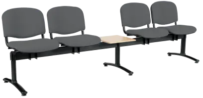 CL - 25 + D, čalouněná lavice do čekárny, 4-sedák, stolek, látka SUE - S 24 tmavě šedá, kostra černá