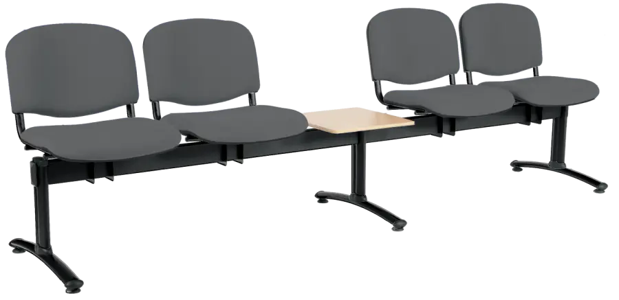 CL - 25 + D, čalouněná lavice do čekárny, 4-sedák, stolek, látka SUE - S 24 tmavě šedá, kostra černá