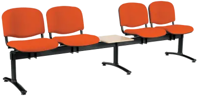 CL - 25 + D, čalouněná lavice do čekárny, 4-sedák, stolek, látka SUE - S 46 oranžová, kostra černá