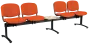 CL - 25 + D, čalouněná lavice do čekárny, 4-sedák, stolek, látka SUE - S 46 oranžová, kostra černá