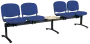 CL - 25 + D, čalouněná lavice do čekárny, 4-sedák, stolek, látka SUE - S 9 tmavě modrá, kostra černá