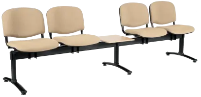 CL - 25 + D, čalouněná lavice do čekárny, 4-sedák, stolek, látka SUE - S 1219 krémová, kostra černá