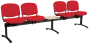 CL - 25 + D, čalouněná lavice do čekárny, 4-sedák, stolek, látka SUE - S 2 červená, kostra černá