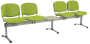 CL - 25 + D, čalouněná lavice do čekárny, 4-sedák, stolek, látka SUE - S 34 hráškově zelená, kostra stříbrná