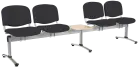 CL - 25 + D, čalouněná lavice do čekárny, 4-sedák, stolek, látka SUE - S 1 černá, kostra chrom