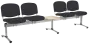 CL - 25 + D, čalouněná lavice do čekárny, 4-sedák, stolek, látka SUE - S 1 černá, kostra chrom