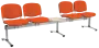 CL - 25 + D, čalouněná lavice do čekárny, 4-sedák, stolek, látka SUE - S 46 oranžová, kostra chrom
