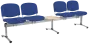 CL - 25 + D, čalouněná lavice do čekárny, 4-sedák, stolek, látka SUE - S 9 tmavě modrá, kostra chrom