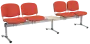 CL - 25 + D, čalouněná lavice do čekárny, 4-sedák, stolek, látka SUE - S 1447 lososová, kostra chrom