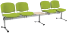 CL - 25 + D, čalouněná lavice do čekárny, 4-sedák, stolek, látka SUE - S 34 hráškově zelená, kostra